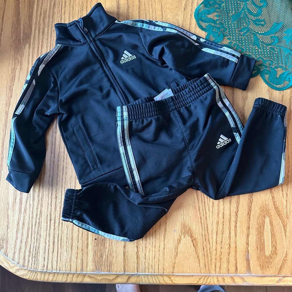 adidas Kids Black with camo stripes 12months